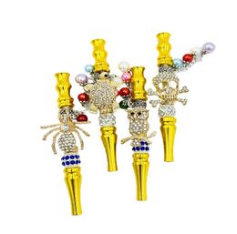 New Hookah Smoking Pipes Metal Golden Animal Skull with Pendant Portable Removable Metal Philtre Water Pipe Other Smoking Accessories