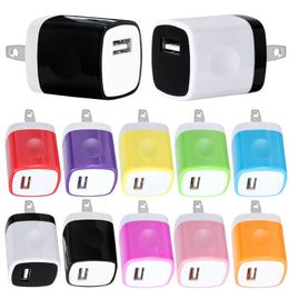 Nokoko 5V 1A US Ac Home Wall Charger Portable Colourful Usb Power Adapters For IPhone 6 7 8 11 12 Pro Max Huawei Android Phone pc