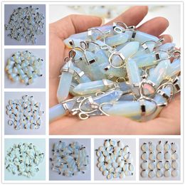 Natural Stone hexagonal prism water drop heart opal Healing Pendants Charms DIY necklace Jewellery Accessories Making