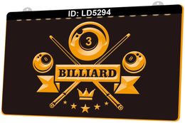 LD5294 Billiards Pool Room Bar 3D Engraving LED Light Sign Wholesale Retail