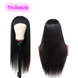 Head Bangs Straight Indian Virgin Human Hair Capless 613# Full-mechanism 10-32inch Natural Color Longer Inch Head Bangs Wig