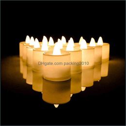 Candles Home Decor Garden Flameless Led Tea Lights Battery Powered Colof Flickering Pillar Votive Tealight Romantic Party Decor Zxf1616 Dr