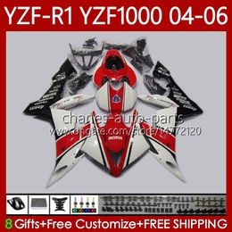 Motorcycle Body For YAMAHA YZF-R1 YZF-1000 YZF R 1 1000 CC 2004-2006 Bodywork 89No.53 YZF R1 1000CC YZFR1 04 05 06 YZF1000 2004 2005 2006 Red white OEM Fairings Kit