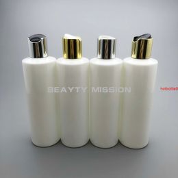 BEAUTY MISSION 250ML 24 PCS White Empty Plastic Shampoo PET Bottles With Gold/Silver Disc Top Cap, Cream/Essential Oil Containergood qualtit