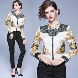 Fashion Printed Womens Shirt Long Sleeve OL Blouse 2021 Spring Autumn Shirt High-end Elegant Lady Shirt Boutique Tops