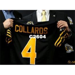 2604 Hamilton Tiger-Cats' Zach Collaros #4 Custom black white Full embroidery College Jersey Size S-4XL or custom any name or number jersey