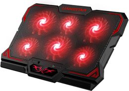 Laptop Cooling Pad, Laptop Cooler with 6 Quiet Led Fans for 15.6-17 Inch Laptop Cooling Fan Stand, Portable Ultra Slim USB Powered Gaming(Red)