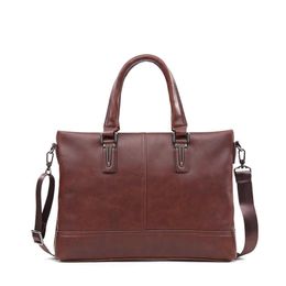 Designers New Men Shoulder Briefcase Black Brown Leather Handbag Business Women Laptop Messenger Bag