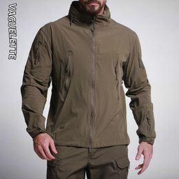 Vaguelette Men Jacket Military Style Solid Colour Green/Khaki/Grey Men Out Wear Hunting Outdoor Waterproof Tactical Jacket S-3XL 201104