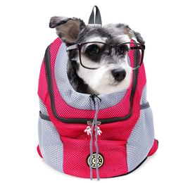 Outdoor Dog Carrier Bag Pet Dog Nylon Front Double Shoulder Bag Mesh Backpack Head For Cats Portable S L Dog Travel Backpack LJ201201