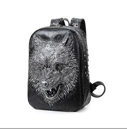 3D Embossed Wolf Backpack bags Women Rivet unique Bag whimsical Cool giris For Teenagers Laptop Men Travel Bags