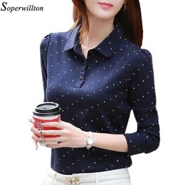 100% Cotton Shirt Women Long Sleeve Blouse Ladies Office Elegant Polka Dot Work Wear Tops Blusa Plus Size Female Clothe G06 201130