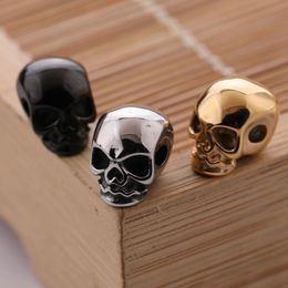 Hot Handmade DIY Bracelet Jewellery Metal Charm 12*8MM Gold/Silver/Black Plated Stainless Steel Loose Skull Bead Charms