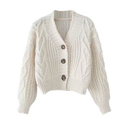 Autumn Winter Women's Knit Cardigan Short Crop Tops Chic Students Loose Solid Color Single-Breasted Sweater Female GD149 210204