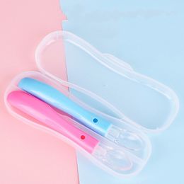 Baby Spoon Box Toddler Food Grade Kids Storage Case Boxes Holder for Silicone Spoons Travel Transparent 20220301 Q2