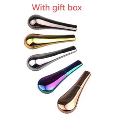 Zinc alloy spoon pipe with gift box multi-color detachable ferromagnetic metal pipe smoking set
