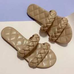 2021 nuovi sandali piatti in pelle morbida arancione beige scarpe da donna scivoli scarpe da donna con scatola spedizione gratuita 35-42