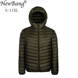 NewBang Plus 9XL 10XL 11XL Down Coat Male Large Size 90% Ultra Light Down Jacket Men Lightweigh Warm Coat Hooded Feather Parka 201223