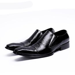 Luxury Italian Style Men Dress Shoes Black Genuine Leather Shoes Men Formal Business Leather Shoes Zapatos Hombre, US12 EU46