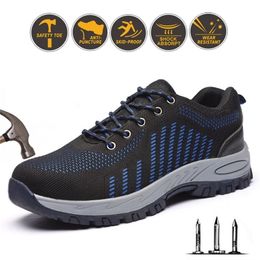 Mens Air Mesh Steel Toe Cap Breathable Work Boots Men Anti-Smashing Nonslip Safety Male Industrial Shoes Y200915