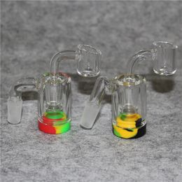 Wholesale hookah 45 90 Degree Glass Ash Catcher Bowls With 14mm Male Joint Bubbler quartz nail banger Silicone Container for Dab Rig Bongs