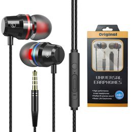 Metal Wired Earphones Super Bass Subwoofer Earphone 3.5mm Sport Earphone for Phone Tablet PC Computer with Microphone Handsfree Phone Call