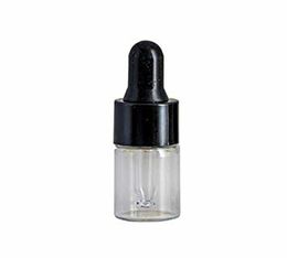 Dropper 1ml 2ml 3ml 5ml Clear Transparent Tubular Mini Glass Cosemtic Serum Bottle With Black Aluminium Lid Sample Lab Pharmaceutical Small Glass Vial Freeship