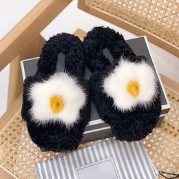 Fashionable and Cute New Lamb Mink Hair Mixed Wool Slippers Ladies Winter Warm Wool Shoes Comfortable High-quality
