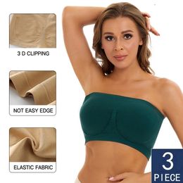 3pc's Tube Top Strapless Bra Women's Bra Seamless Underwear Wireless Bralette Bh Active Beautiful Back Thin Sexy Brasier 220311