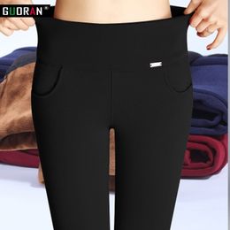 S-6XL winter warm high Elastic Waist Casual stretch Skinny Pencil Pants Women trousers Plus size Clothing Female Leggings 201102