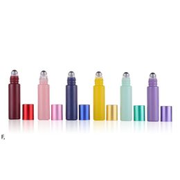 10ML Printed Glass Roller Bottles Travel Portable Perfume Essential Oil Bottle Mini Macaron Color Empty Bottling RRF13187