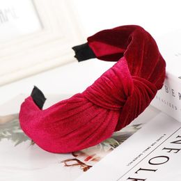 Japanese and Korean wild new style knotted headband gold velvet wide-brimmed fabric headband gold velvet knotted headband