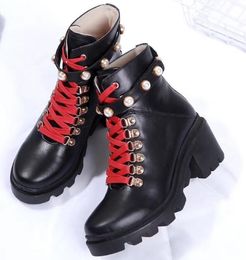 Luxury Womens Boots black Leather chunky heels Fashion Martin Boots Platform Desert Boot Winter Snow Work Boot Casual Designer Ankle Boot