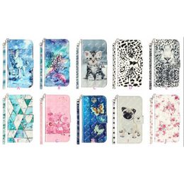 Animal 3D Leather Wallet Cases For Samsung S24 Plus A05S A05 A15 A25 A24 S23 FE S22 Ultra A33 A53 Butterfly Wolf Cat Leopard Marble Flower Holder Flip Cover Girls Purse