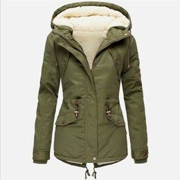 Women Winter Coat Thicken Warm Tops Autumn Winter Hooded Cotton Fur Plus Size Basic Jacket Outerwear Slim Long Ladies 201217