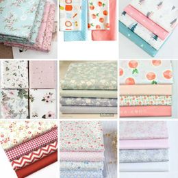 Fabric 4pcs 40x49cm Floral Copper Flower Countryside Grey Pink Strip System Pure Cotton Twill Cloth Lining On Sale1