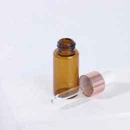 Mini Glass Vial Pipette Cosmetic Bottle 1ML 2ML 3ML 5ML Amber Glass Essential Oils Bottle For Sale