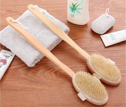 Wooden Long handle Body Massage Bath Shower Oval Bath Brush Soft Bristle Brush SPA Body Brushes Health bath brush T9I00937