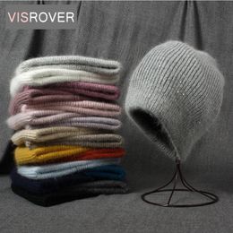 VISROVER Rabbit Cashmere unisex Woman & man Winter Hat With Lurex&Sequin Autumn Beanies Woman Warm Fur Skullies