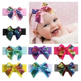 Sequin Bowknot Baby Headband Elastic Newborn Hairband Bow Girls Turbans Infant Headwear Fashion Kids Hair Accessories 9 Colours