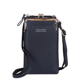 Cross Body 2021 Women Purses Solid Color Leather Shoulder Strap Bag Mobile Phone Large Card Holders Wallet Handbag Pockets For Girls