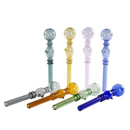 Colorful Pyrex Glass Heat Resistant 14cm Smoking Water Pipes Tube Herb Hookah Tobacco Oil Burner Pipe Burning Hand pipes bongs