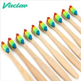 New Vaclav Natural Pure Bamboo Toothbrush Portable Soft Rainbow Hair Tooth Brush Eco Friendly Brushes Oral Cleaning Care Tools