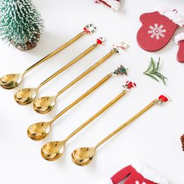 Metal Merry Christmas Spoons New Year 2021 Xmas Party Tableware Ornaments Christmas Decorations for Home Table Navidad Noel Gift HH9-3684