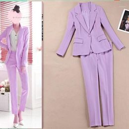 new autumn Women's purple Blazer & Suits Pant Suits women's two-piece Sets pant for women korean woman office suit1
