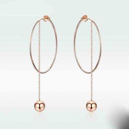 2020 Minimalist Style 925 Sterling Silver Elf Ball Rose Gold Drop Earrings For Women Big Earrings Wedding Jewelry