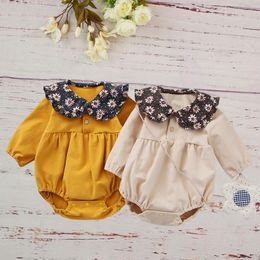 Fashion Baby Girls Onesies Rompers Spring Autumn Cotton Infant Toddler Clothes Flower Lovely Jumpsuit Newborn Baby Garment 201028