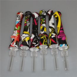 Smoking 14mm Silicone Nectar pipe with quartz Nail Concentrate Pipe Dab Straw Silicon Oil Rigs Water Pipes