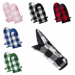 Plaid Oven Gloves Microwave Heat Proof Resistant Glove Heat Insulation Oven Mitts Bakeware Gloves Bakeware 5 Colors YL1342