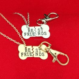 Best Friends Dog Bone Necklace Keychain Jewelry Sets Joint pendant women necklaces Fashion will and sandy